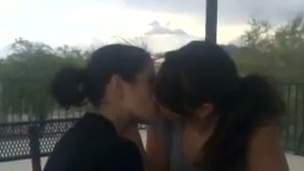 Two sexy girls kissing passionately in real amateur video