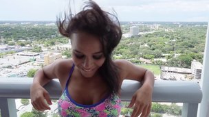 Latina is charmed by his high rise condo and fucks his brains out