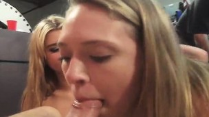 blonde babe blowjob handjob big tits group sex pov