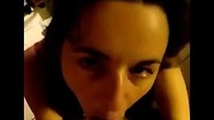 brunette babe blowjob cumshot amateur pov