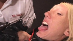 Carla agrees to electric stimulation and fucks before eating cum