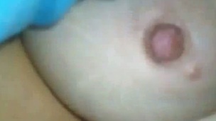 Playing with my chubby girl's big perky nipples in amateur clip
